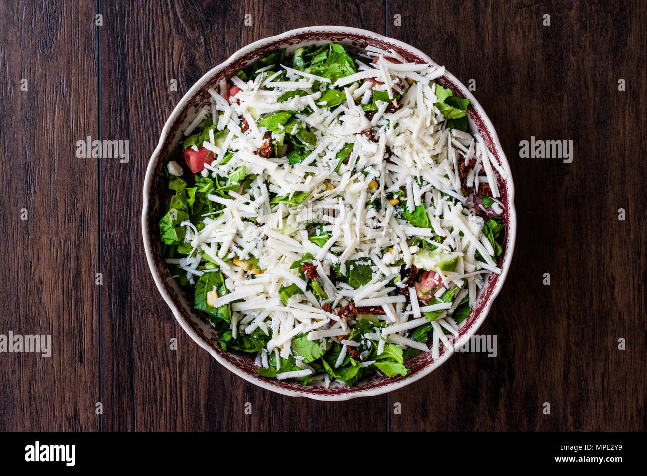 Rocket Salad with Bryndza cheese or Tulum peyniri . Organic Food. Stock Photo