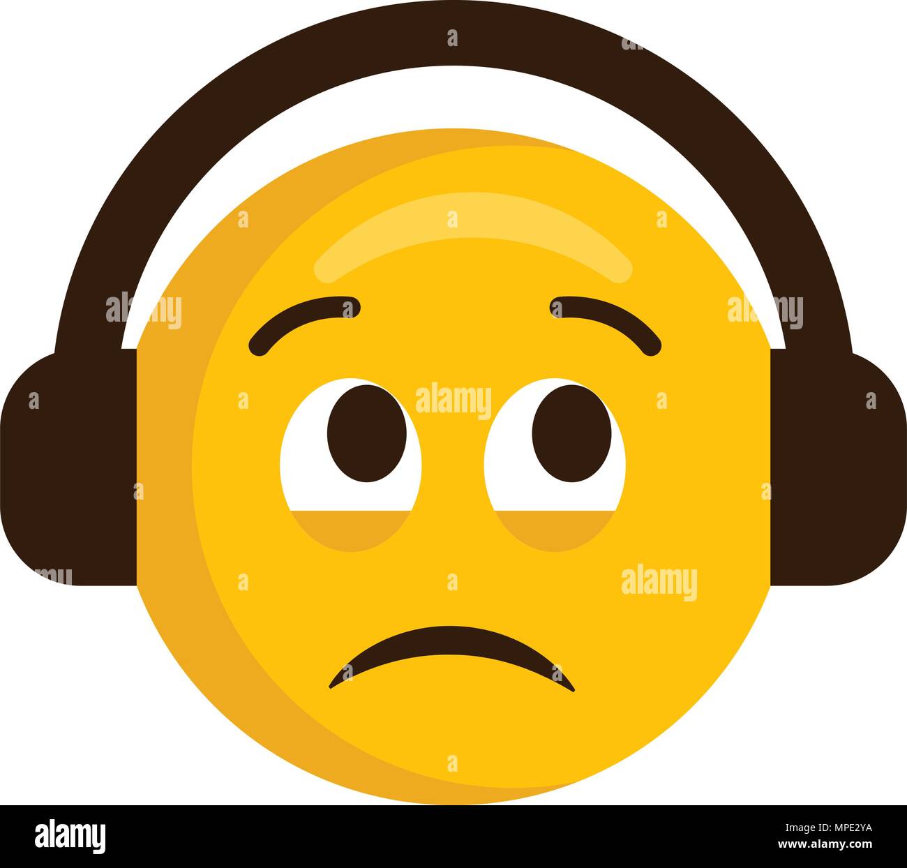 Sad emoji with headphones icon Stock Vector Image & Art Alamy