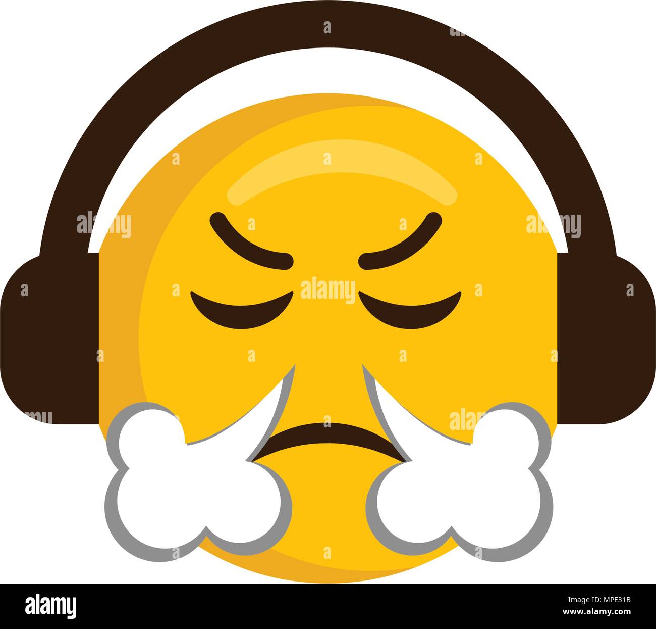 Angry emoji with headphones icon Stock Vector Image & Art Alamy