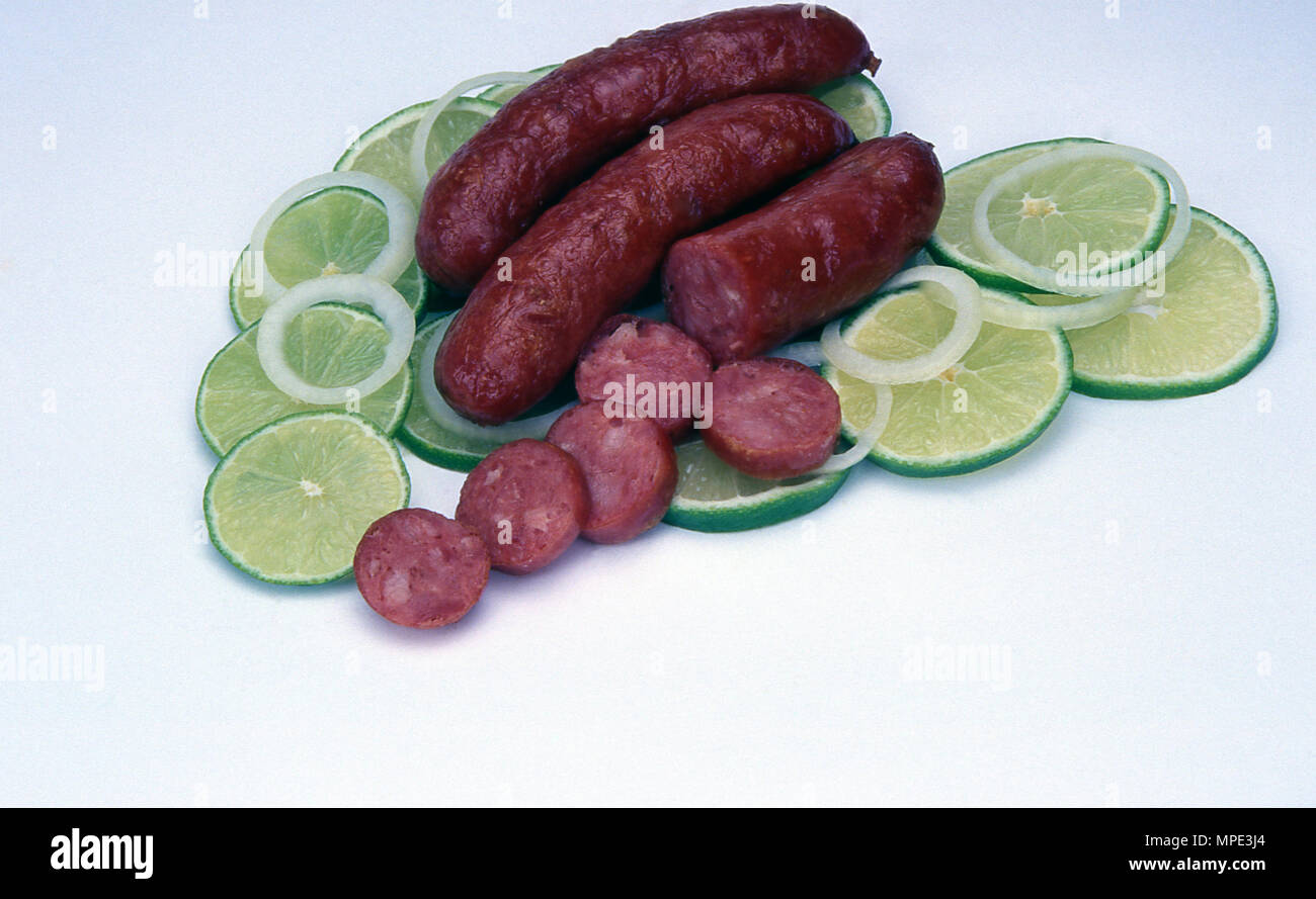 Food, sausages, Sausage Calabresa Stock Photo