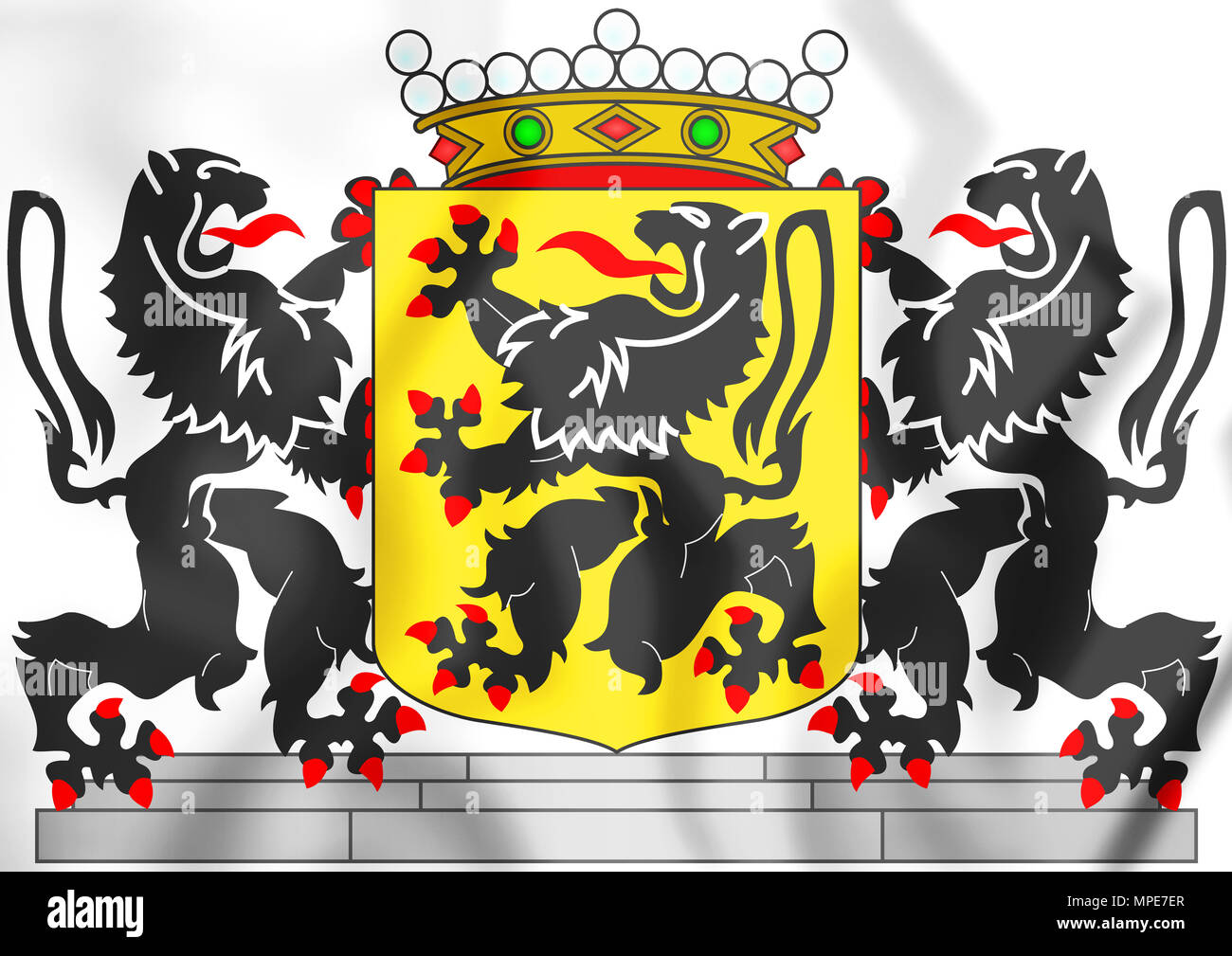 3D East Flanders Coat of Arms, Belgium. 3D Illustration. Stock Photo