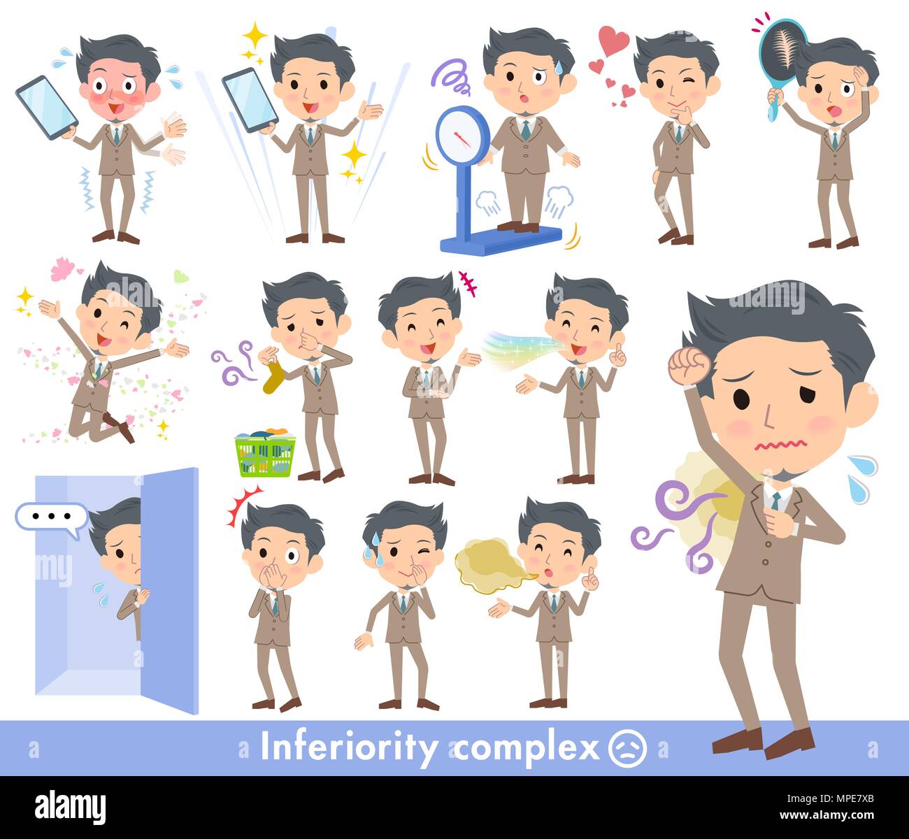 Beige Suit Short Hair Beard Men Complex Stock Vector Art