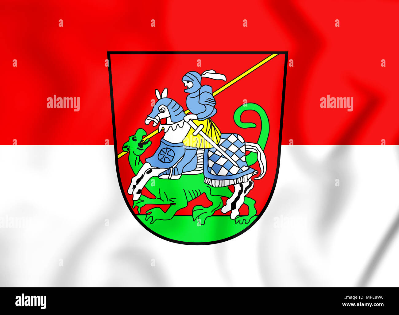 3D Flag of Bad Aibling (Bavaria), Germany. 3D Illustration. Stock Photo
