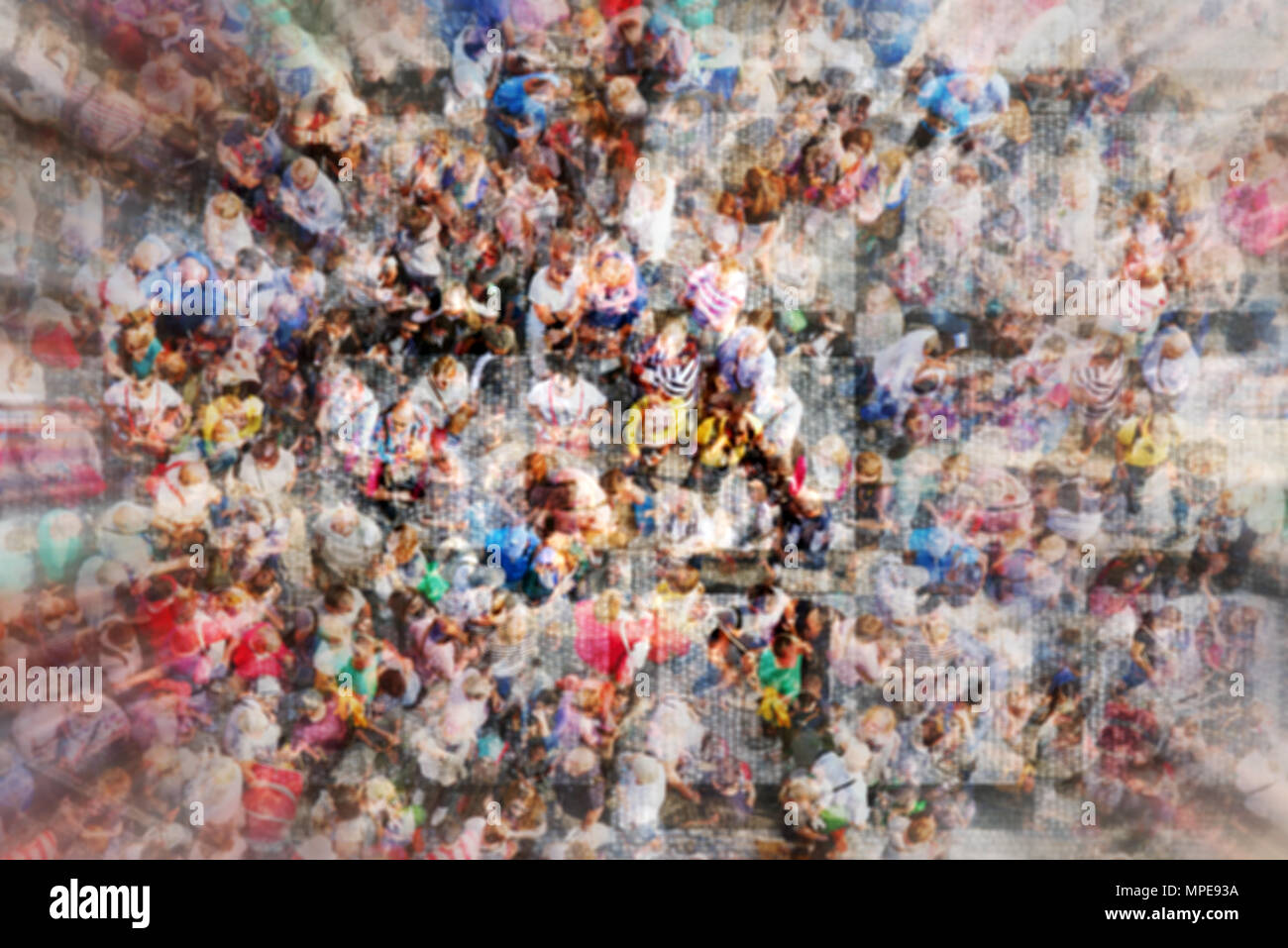General data protection regulation GDPR concept. Blurry background for web site design, defocus crowd of people on city street, top view Stock Photo