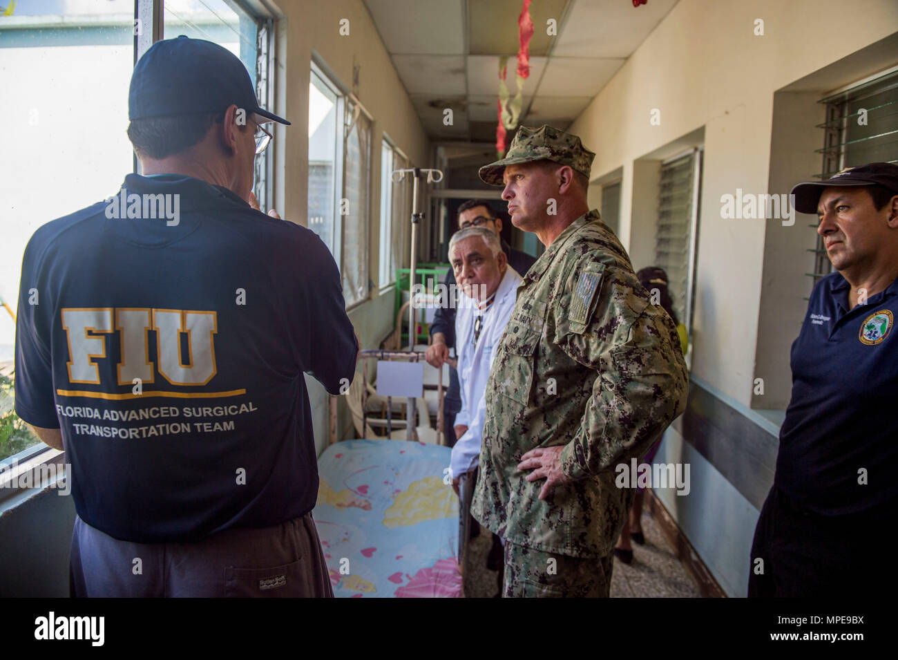 170209-N-YL073-305 PUERTO BARRIOS, Guatemala (Feb. 9, 2017) – Capt. Errin  Armstrong, Mission Commander for Continuing Promise 2017 (CP-17), tours Hospital Infantil Elisa Martinez, the only pediatric hospital in Guatemala, in support of CP-17's visit to Puerto Barrios, Guatemala. CP-17 is a U.S. Southern Command-sponsored and U.S. Naval Forces Southern Command/U.S. 4th Fleet-conducted deployment to conduct civil-military operations including humanitarian assistance, training engagements, and medical, dental, and veterinary support in an effort to show U.S. support and commitment to Central and Stock Photo