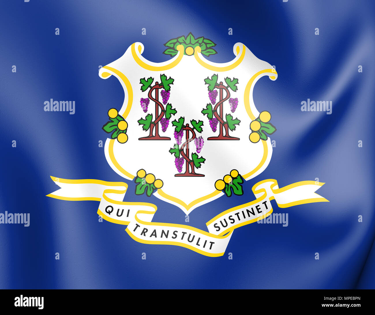 3D Flag of Connecticut, USA. 3D Illustration. Stock Photo