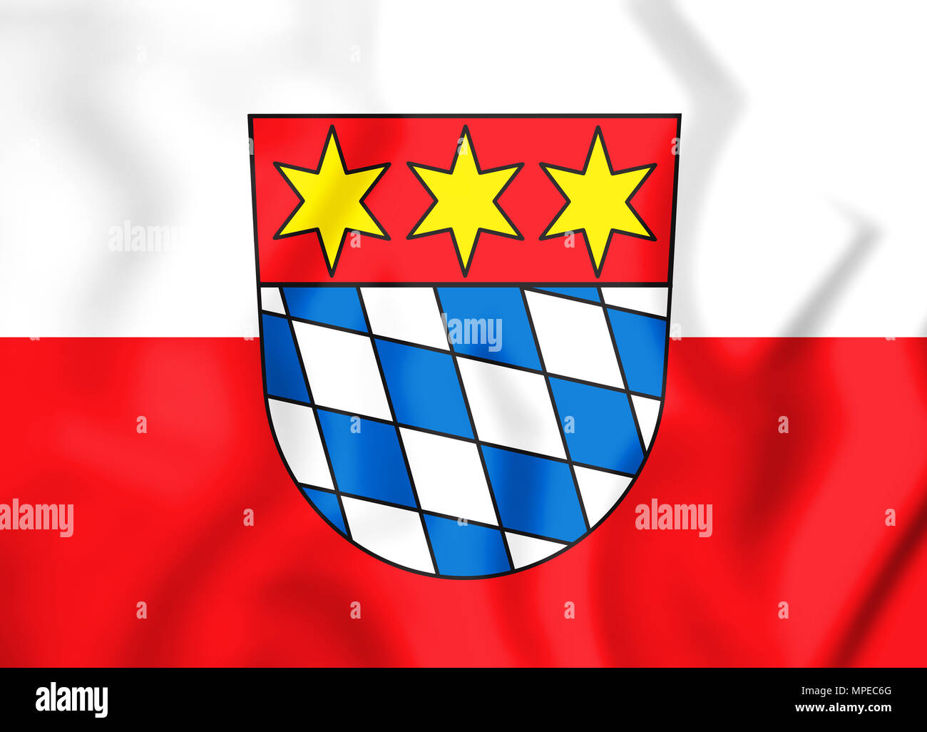 3D Flag of Dingolfing (Bavaria), Germany. 3D Illustration. Stock Photo