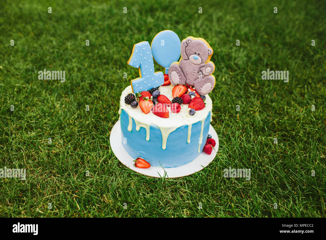 One Year Old Birthday Cake Stock Photo