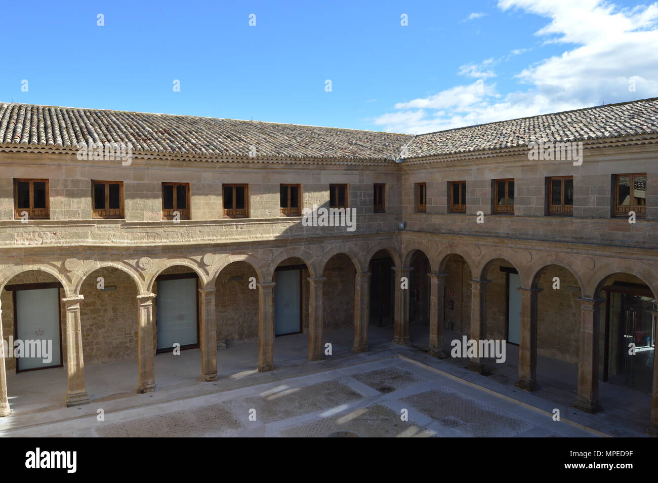 Monastery cloister courtyard seen from above Stock Photo