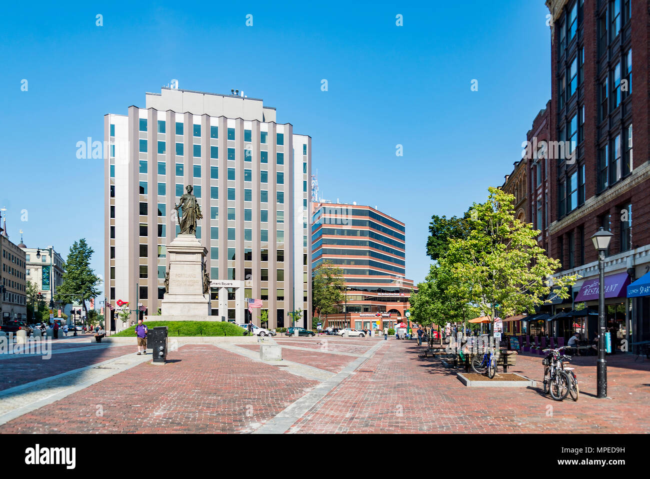 Monument Square in Portland Maine Stock Photo