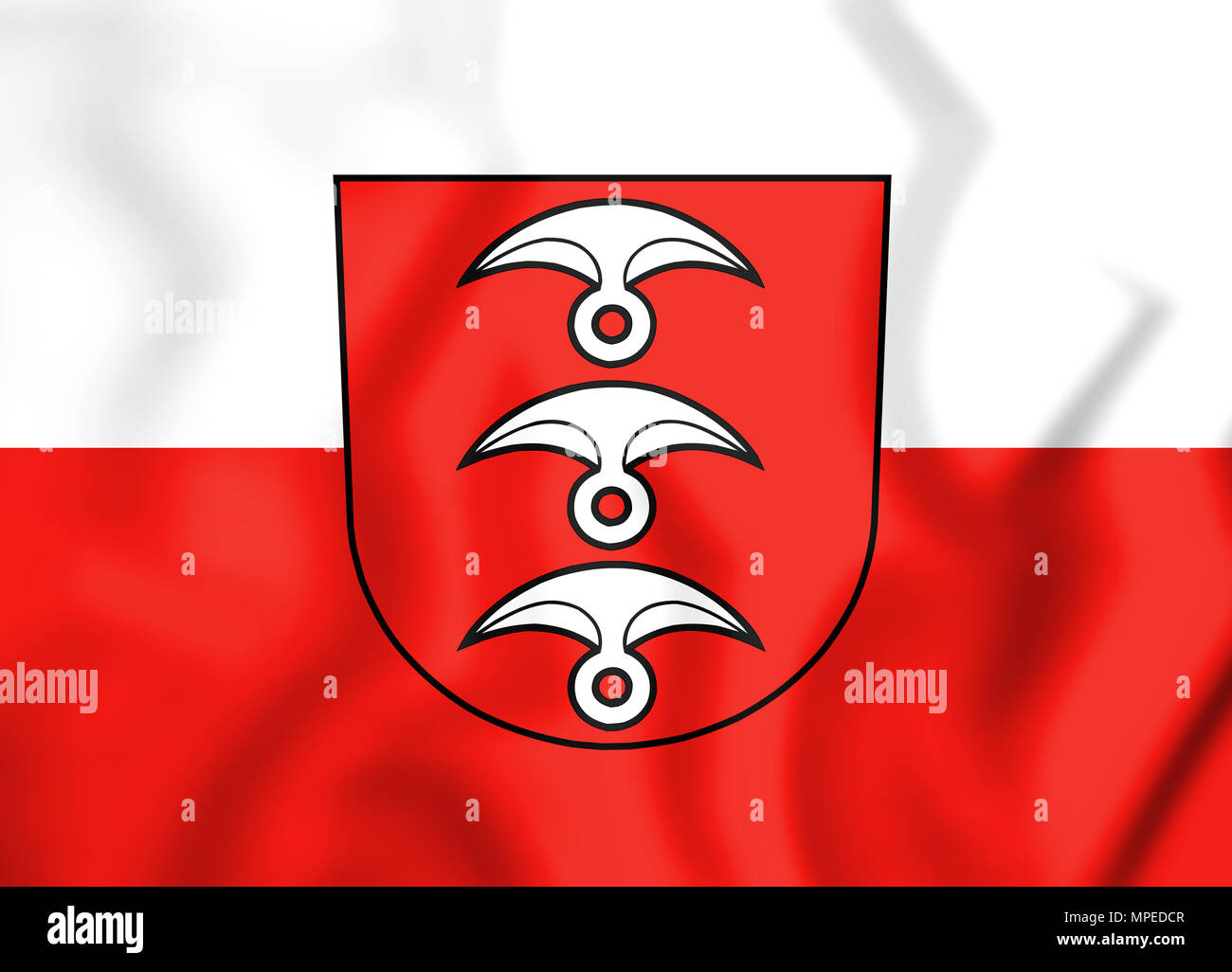 3D Flag of Fellbach (Baden-Wurttemberg), Germany. 3D Illustration. Stock Photo