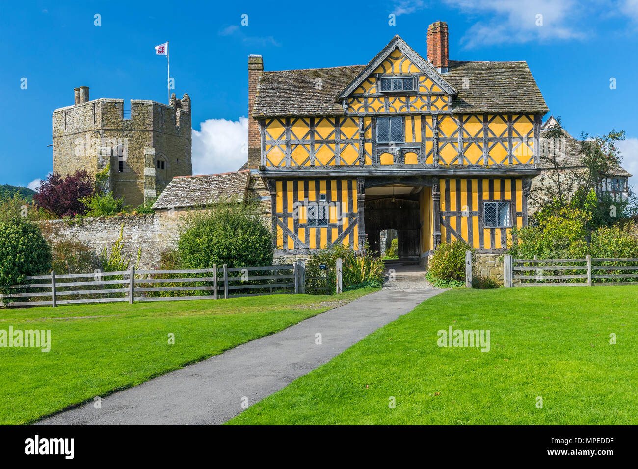 Stokesay Castle a fortified manor house, Stokesay, Shropshire, England, United KIngdom, Europe. Stock Photo
