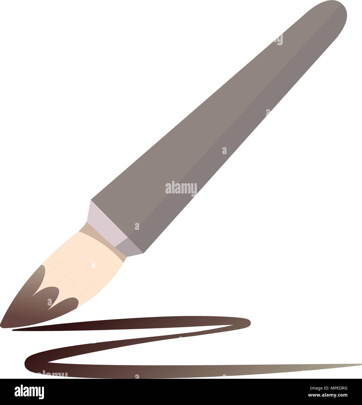 Vector brush drawing with line and isolated white.Drawing with tool