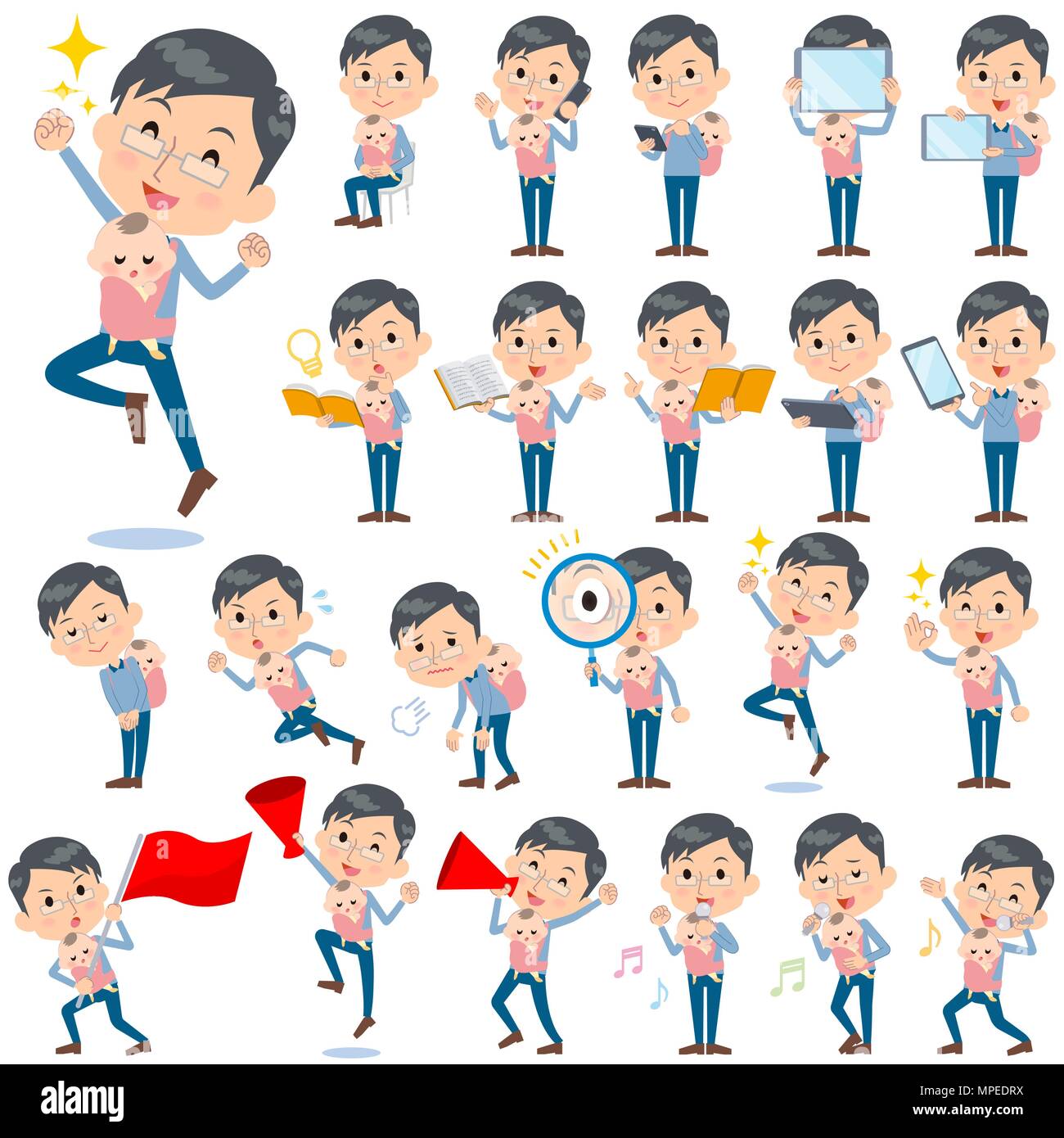 Male Charactor Set. Various Poses and Emotions. Stock Vector - Illustration  of guts, college: 125571714