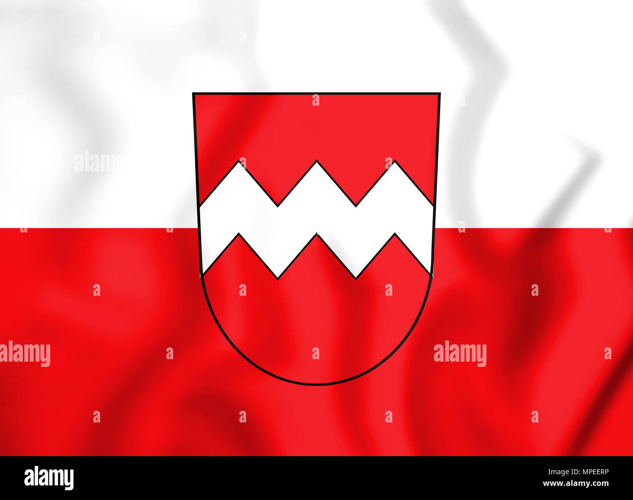 3D Flag of Geisenfeld (Bavaria), Germany. 3D Illustration. Stock Photo