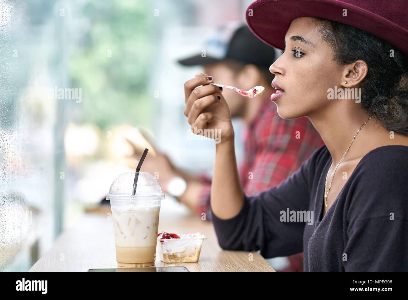 Dating of interracial couple Stock Photo