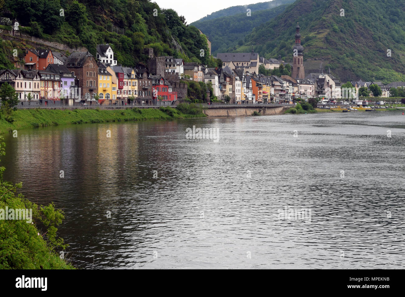 Moselle river and city of Cochem in Moselle valley, Germany. Stock Photo