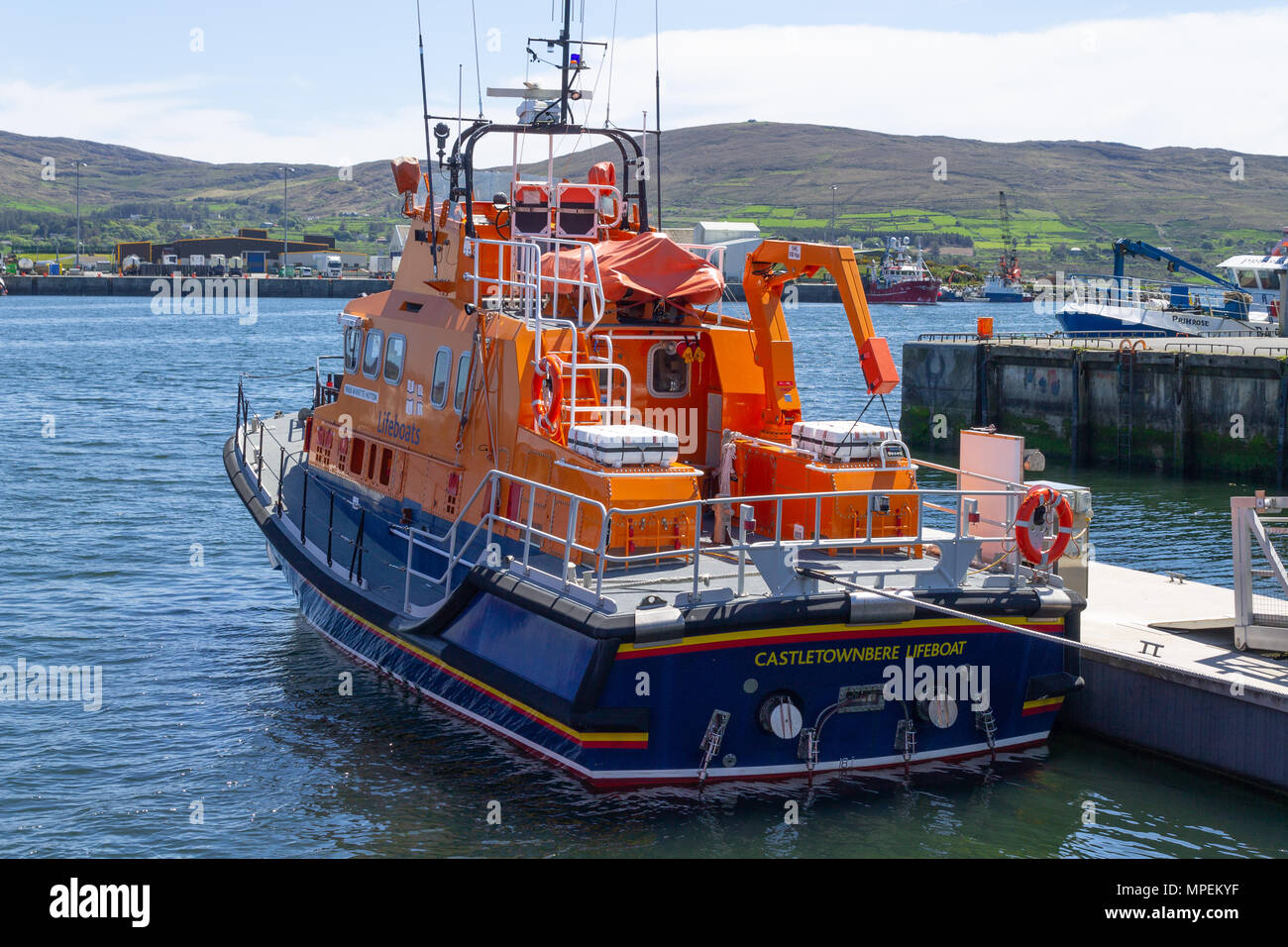 Rnlb Annette hutton,in castletownbere, the Severn class is the largest lifeboat operated by the Royal National Lifeboat Institution. Stock Photo