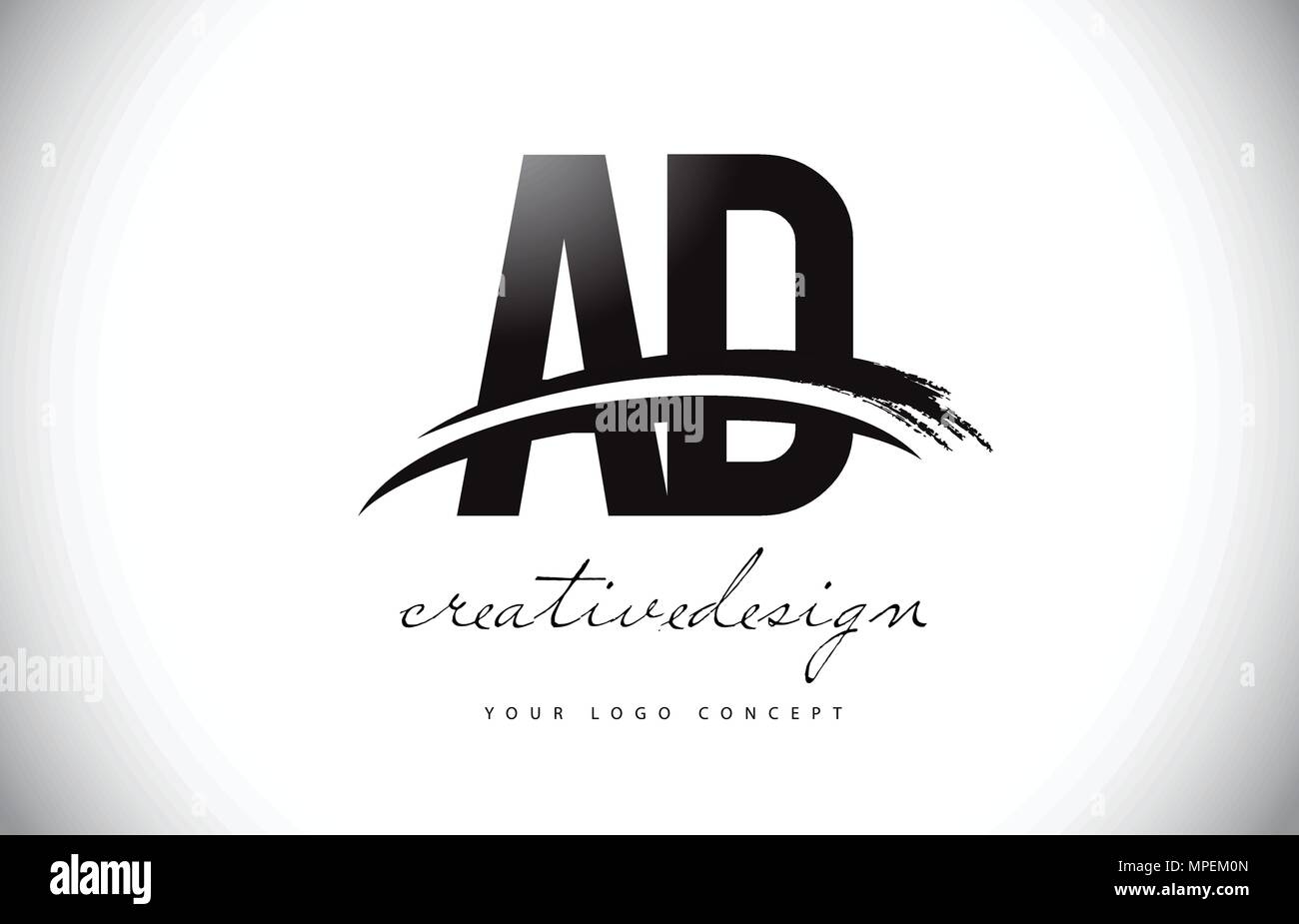 AD A D Letter Logo Design with Swoosh and Black Brush Stroke. Modern ...
