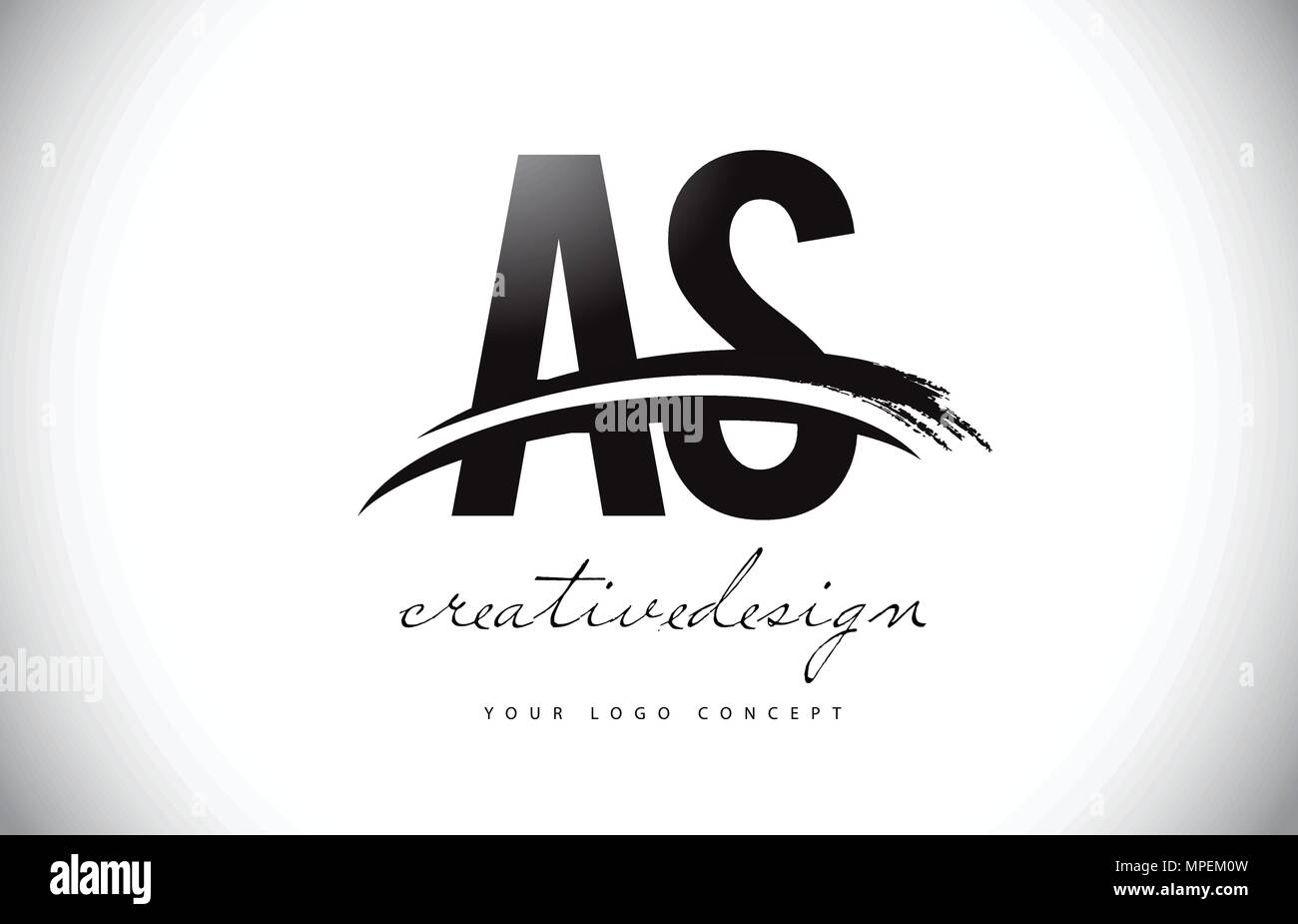 AS A S Letter Logo Design with Swoosh and Black Brush Stroke. Modern ...