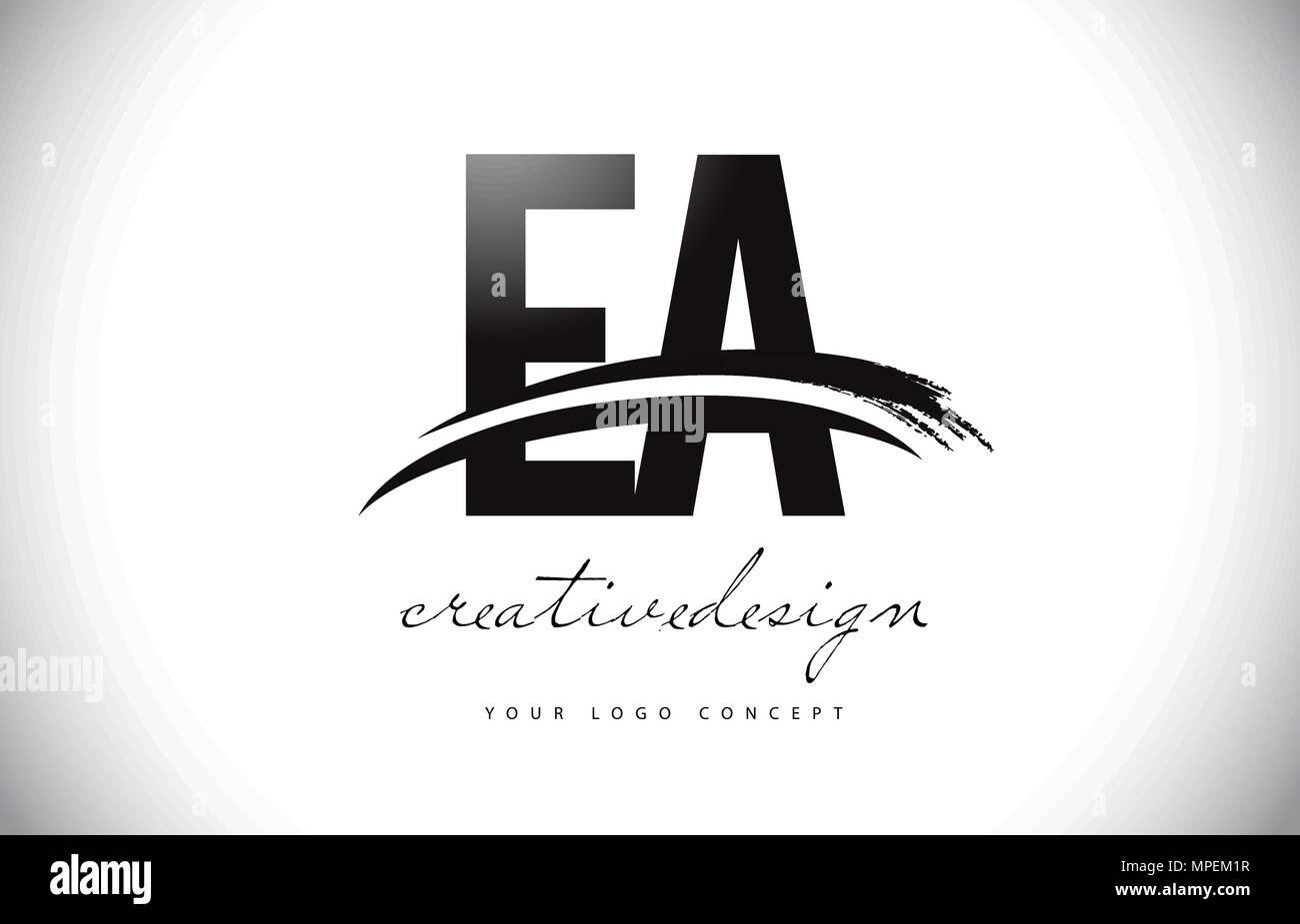 EA E A Letter Logo Design with Swoosh and Black Brush Stroke. Modern ...