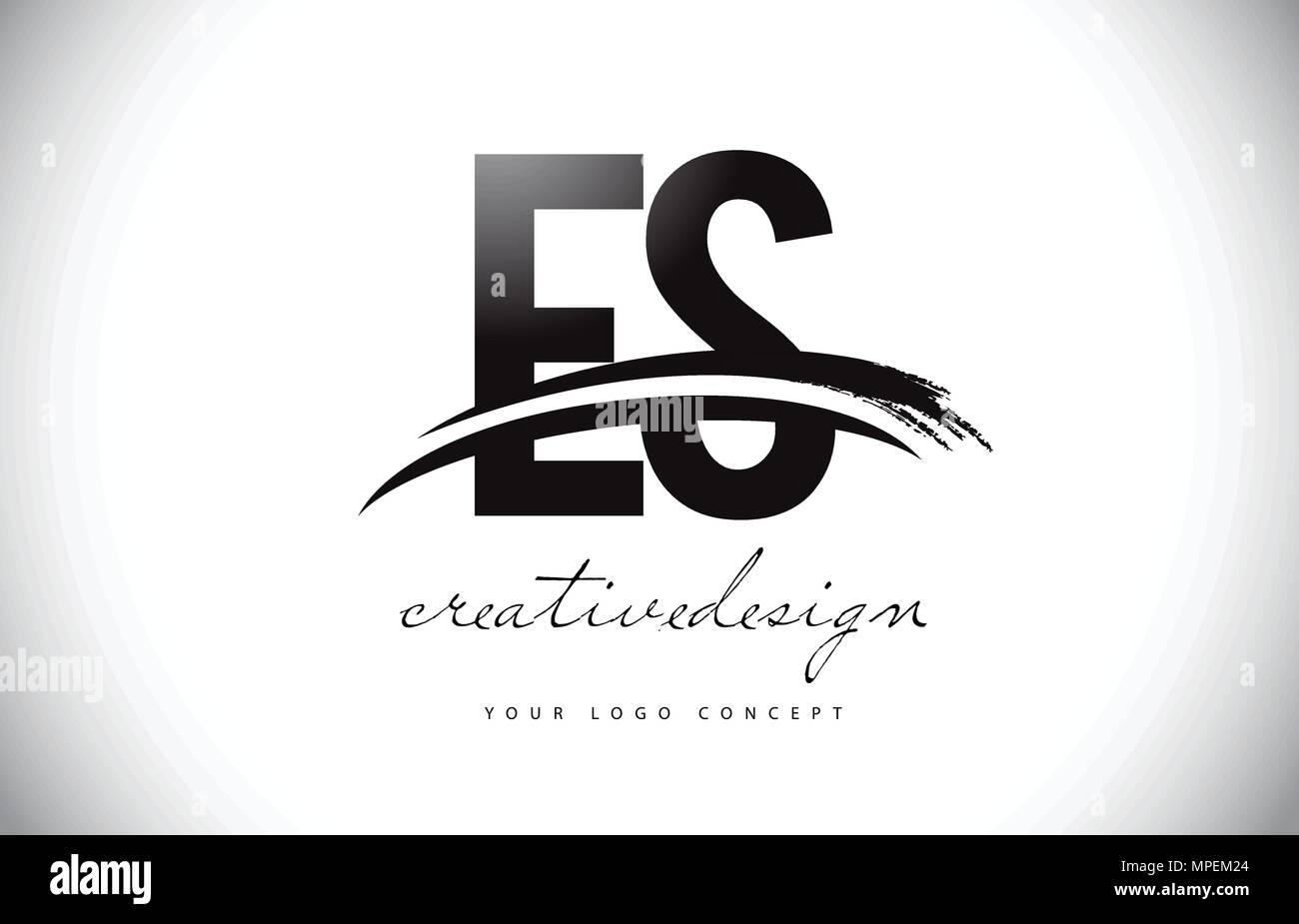ES E S Letter Logo Design with Swoosh and Black Brush Stroke. Modern ...
