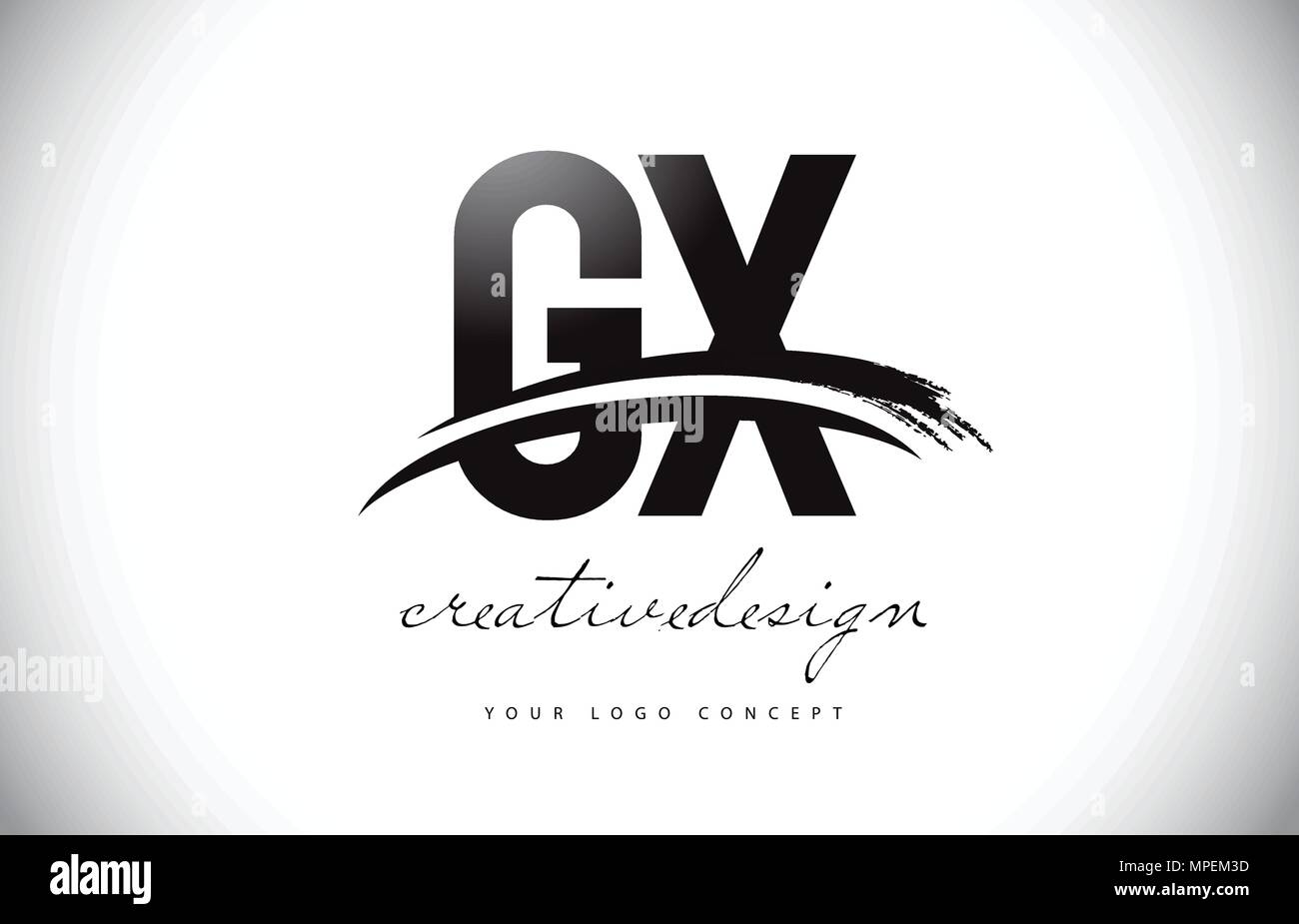 GX G X Letter Logo Design with Swoosh and Black Brush Stroke. Modern ...