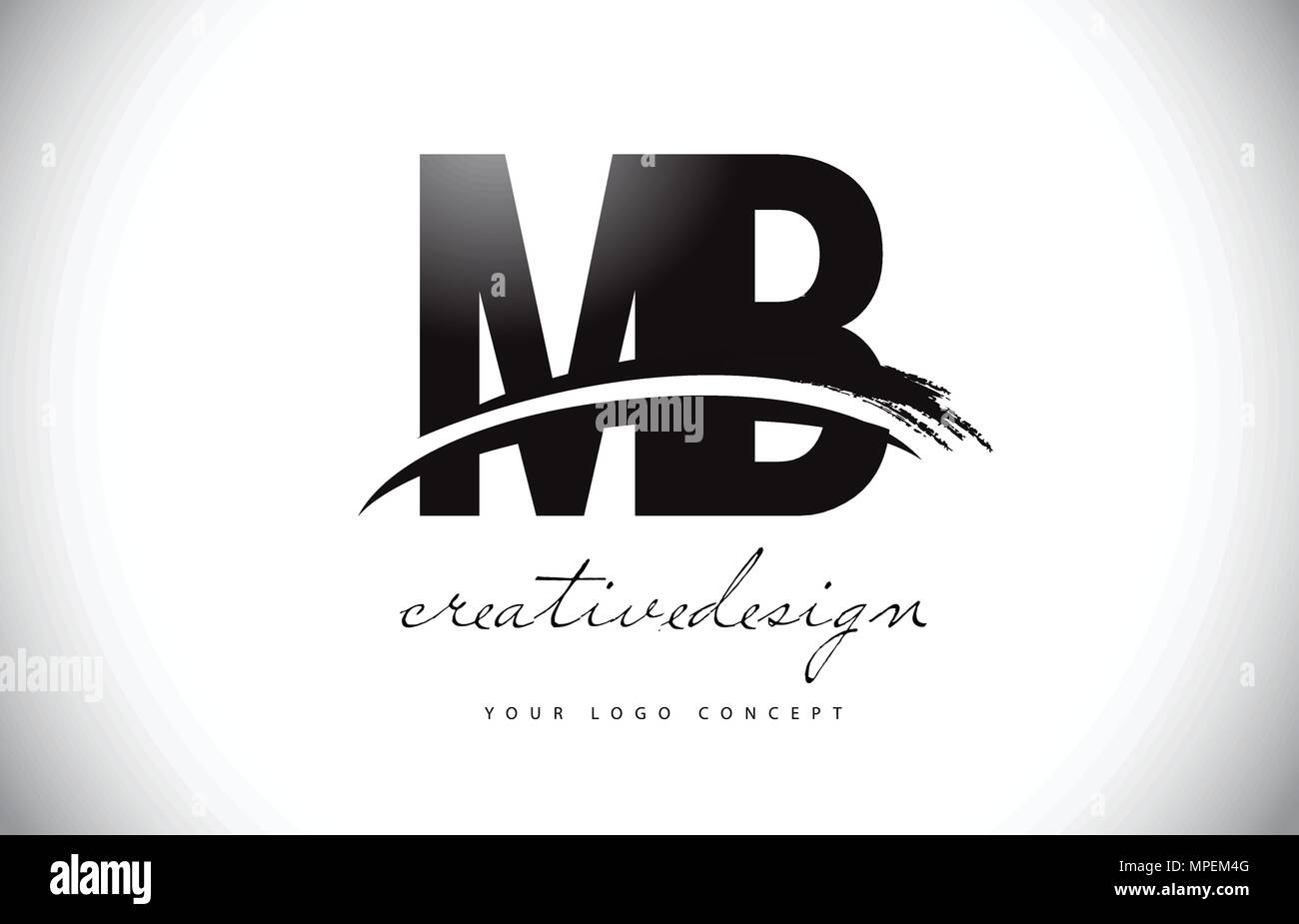 MB M B Letter Logo Design with Swoosh and Black Brush Stroke. Modern ...