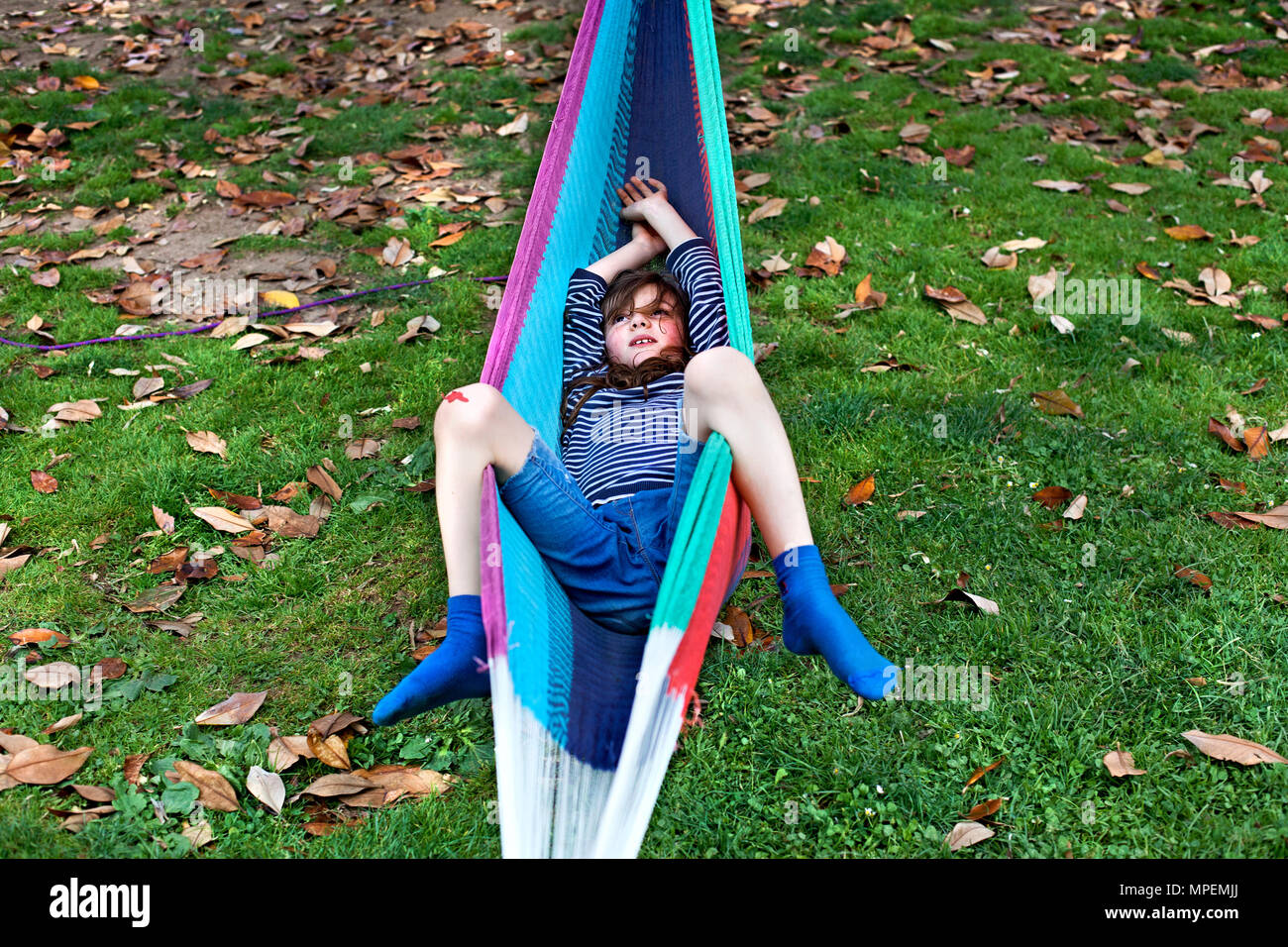 Boy in hammock Stock Photo Alamy