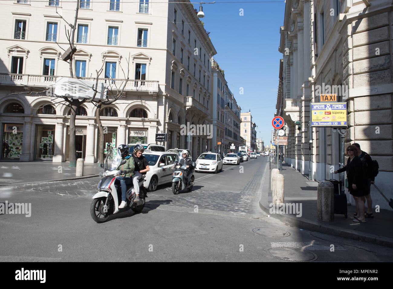 Rome city center street, scene in the morning Rome Italy Stock Photo - Alamy