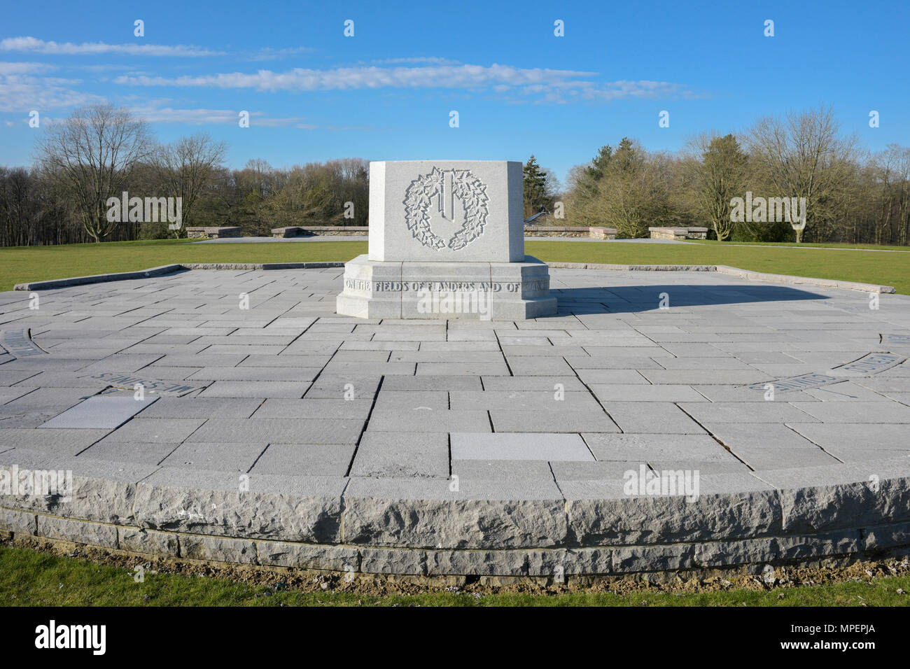 Memorial stone, Canadian memorial HILL 62, First World War, Ypres, West Flanders, Belgium Stock Photo