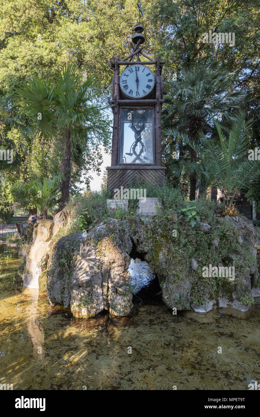 Villa Borghese water clock Rome Italy Stock Photo - Alamy