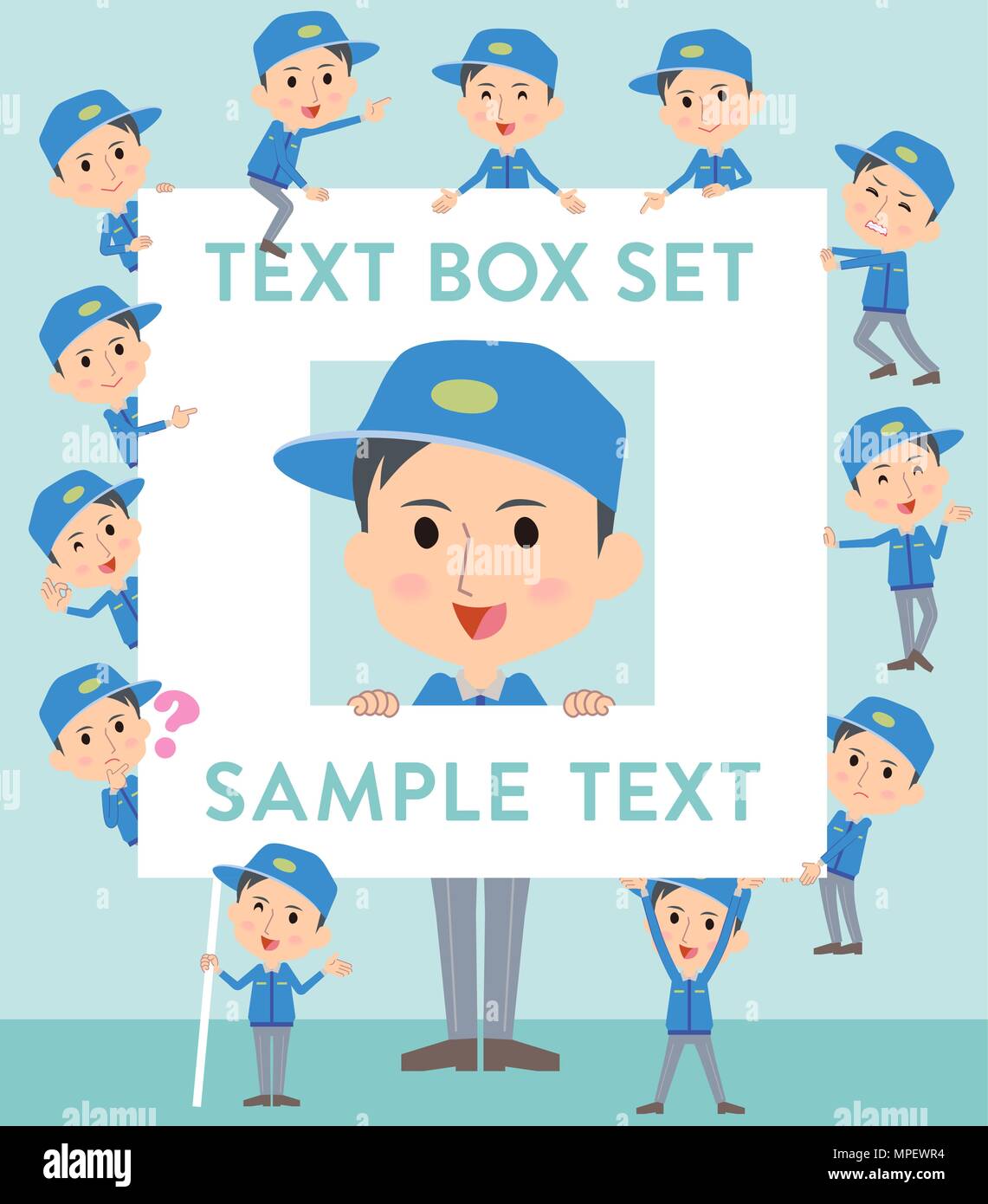 Set of various poses of Delivery man text box Stock Vector Image & Art ...