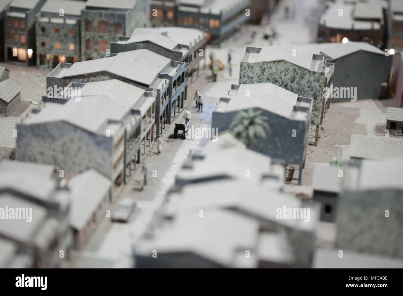 Birds Eye View of China Architecture Building Model Stock Photo