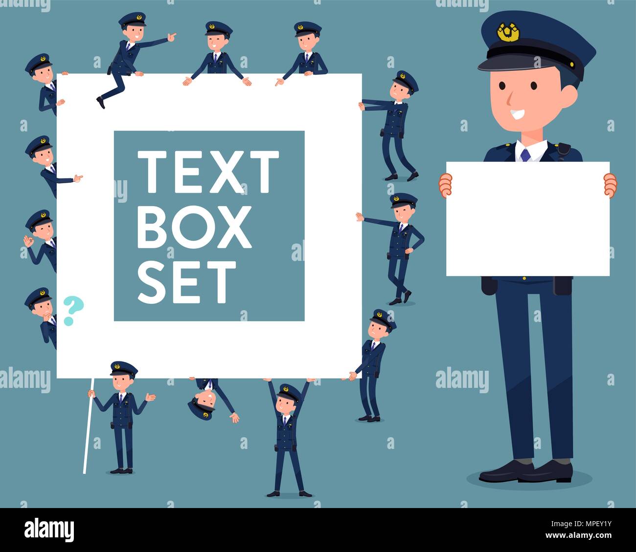 flat type police men text box Stock Vector