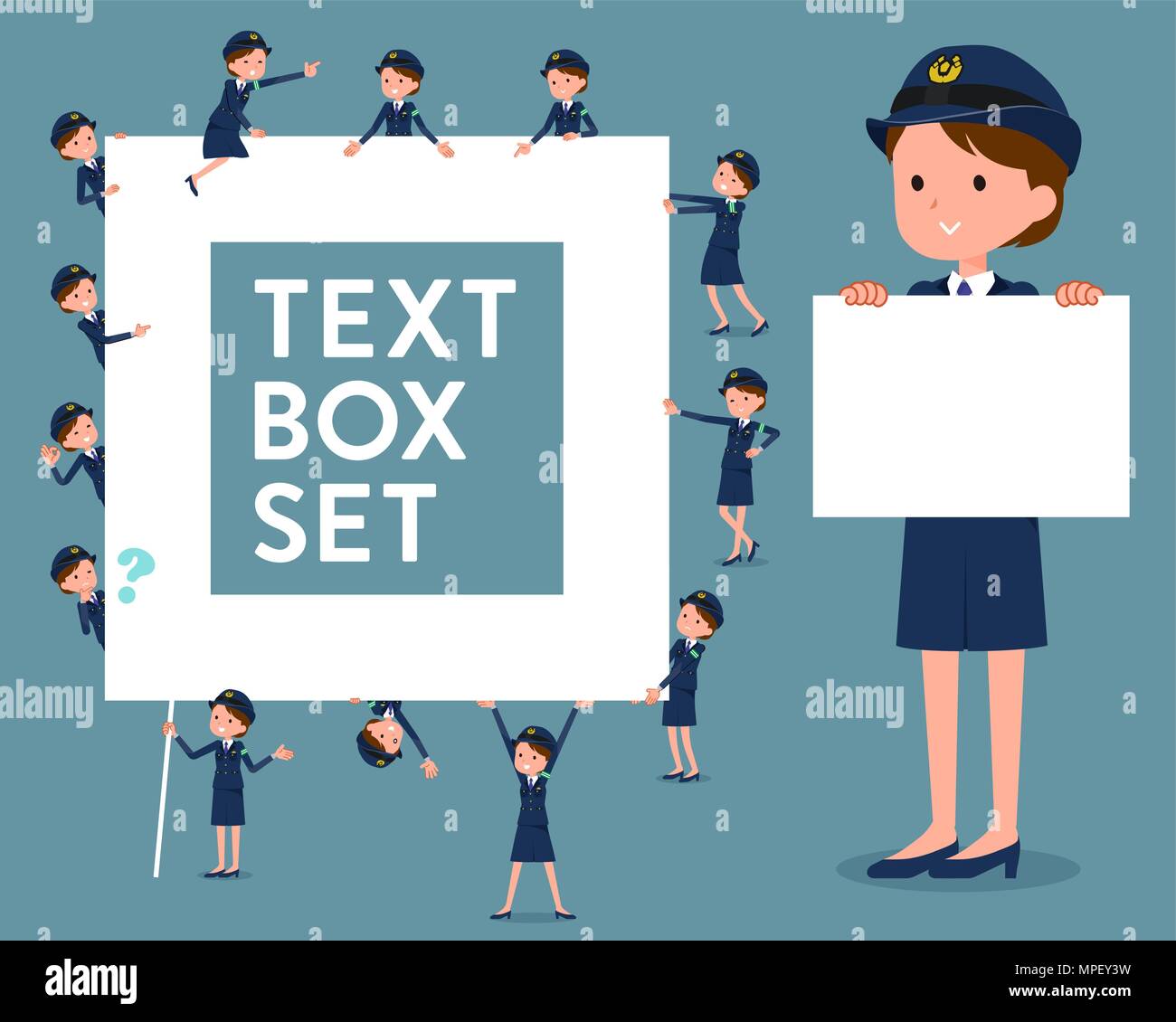 flat type police Women text box Stock Vector