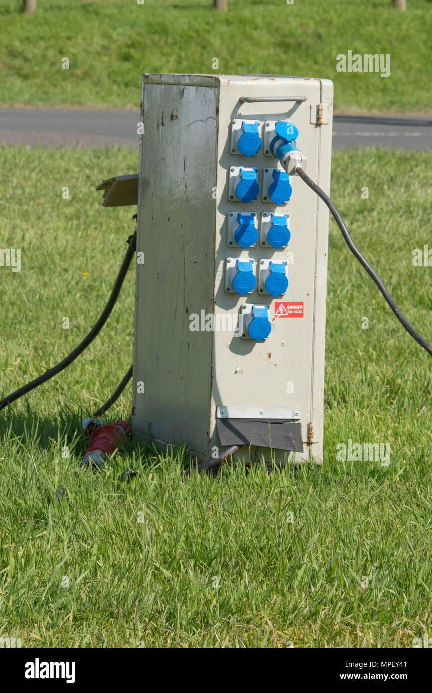 electric hook up for caravans Stock Photo