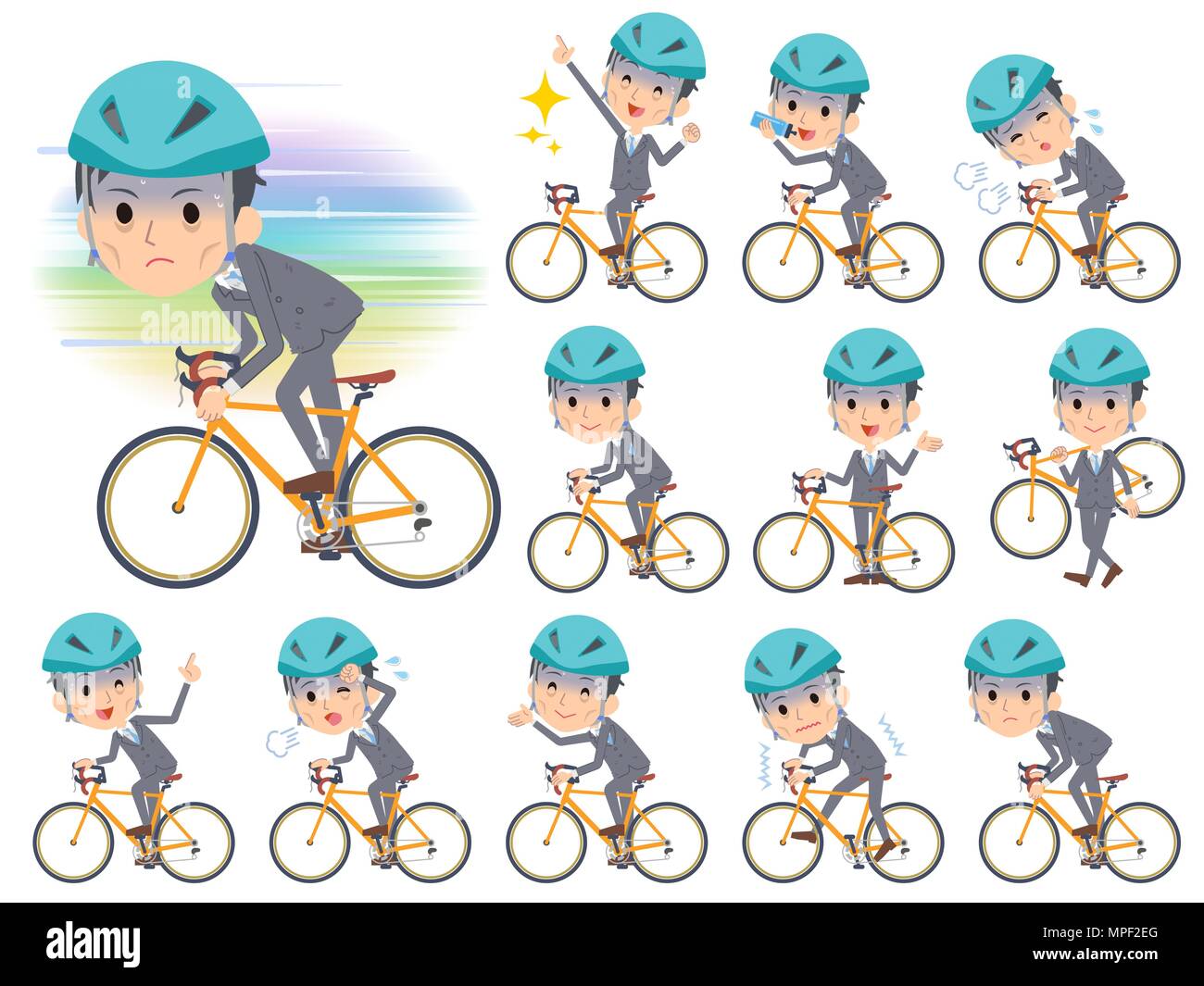 Gray Suit Businessman Bad condition rode bicycle Stock Vector Image ...