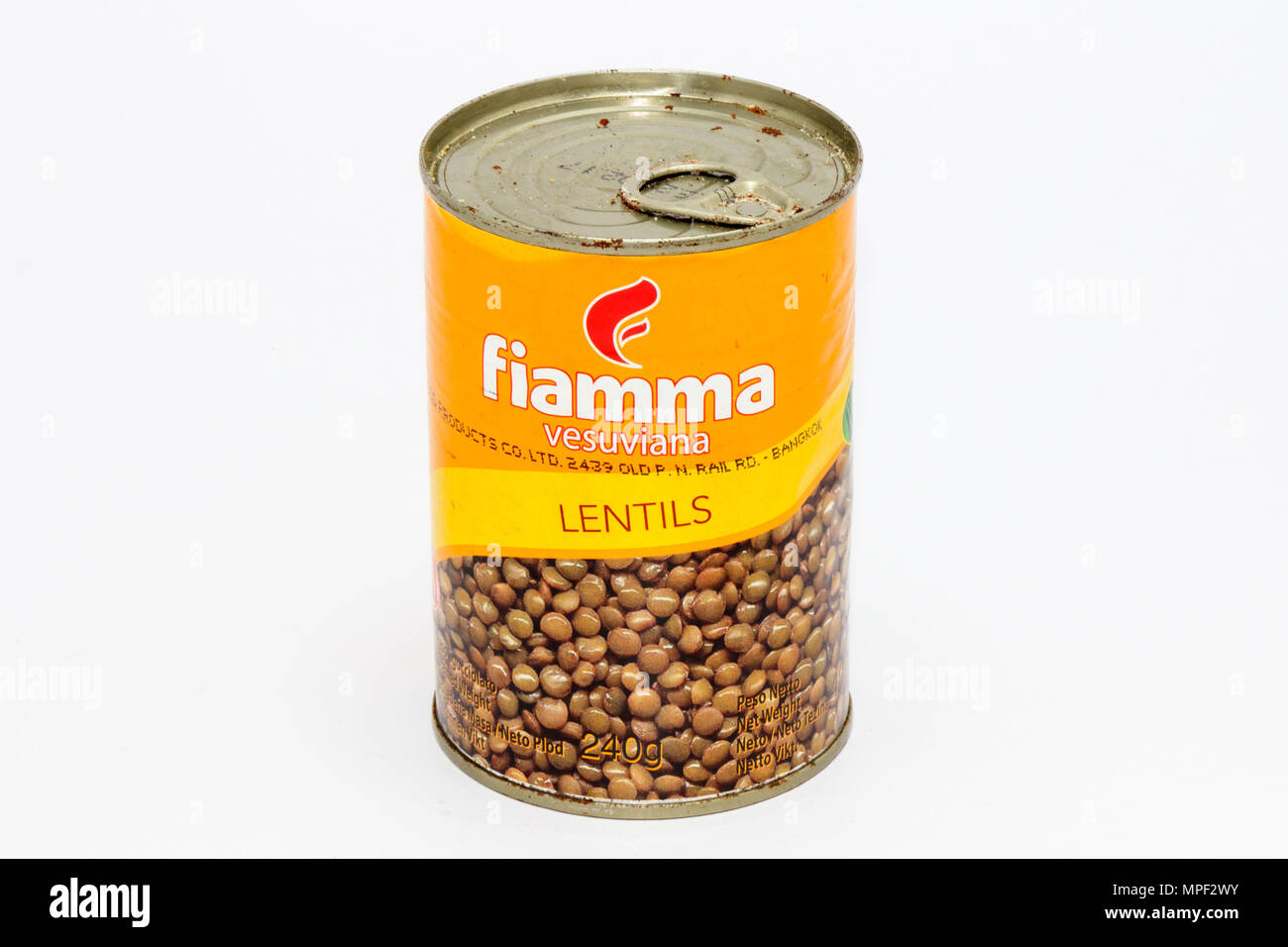 Phuket, Thailand-17th April 2018: Can of Fiamma Vesuviana lentils Stock Photo