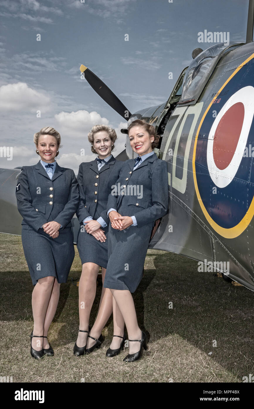 D-Day Darlings and Spitfire Stock Photo