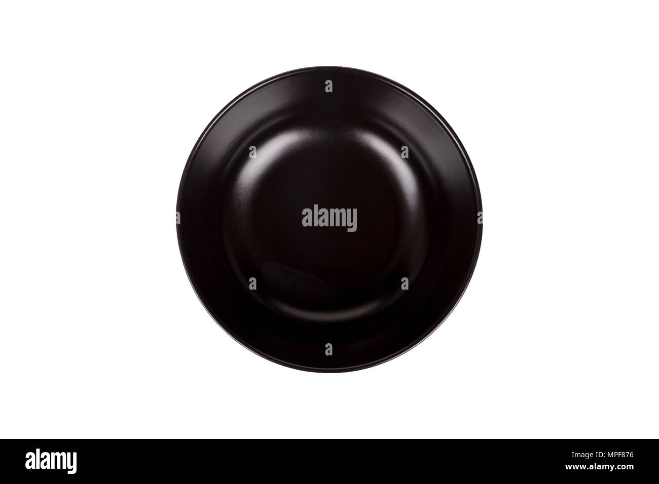 Top view of empty black plate, isolated on white background Stock Photo ...