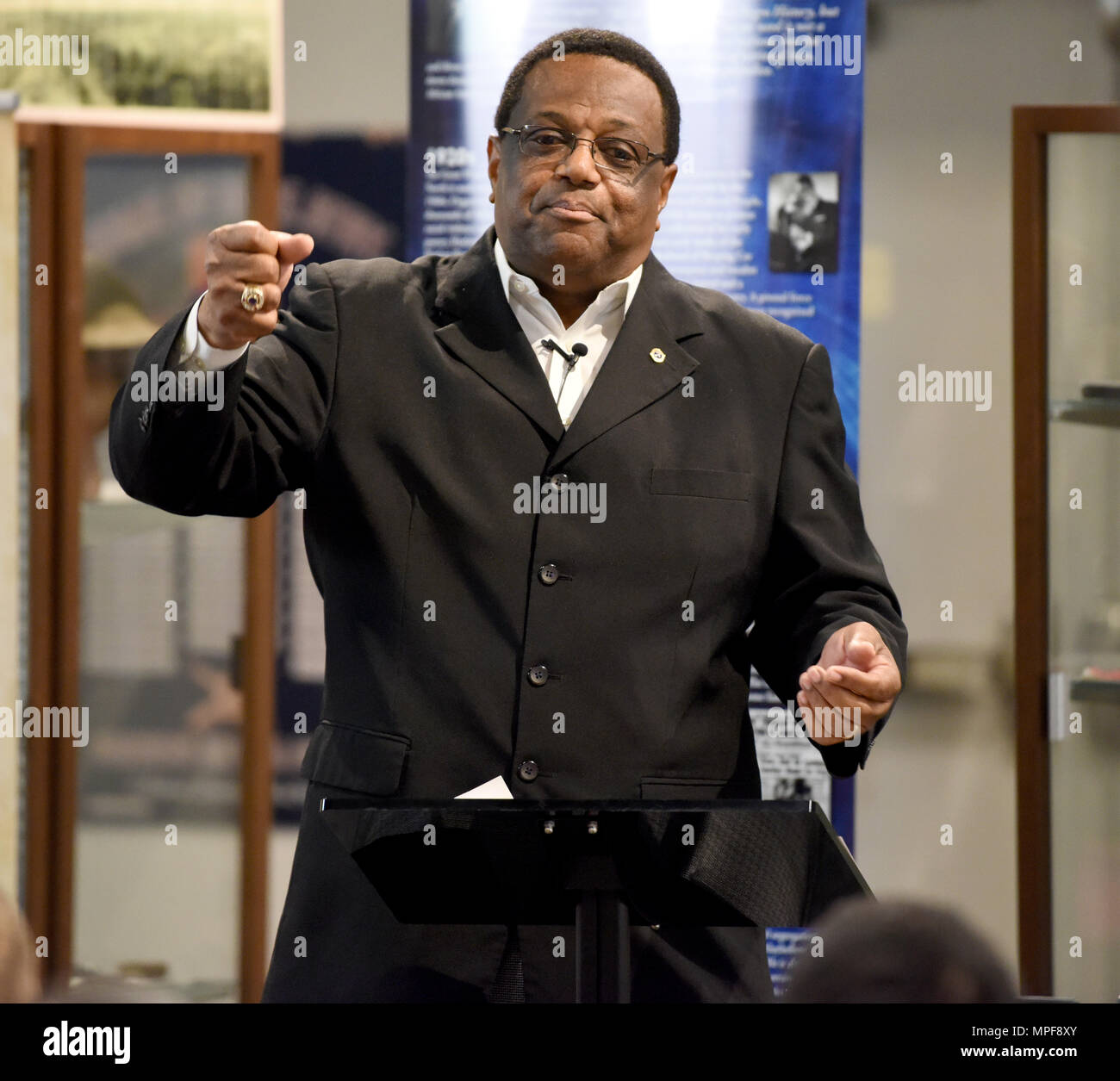 A senior pastor presents at the Arkansas National Guard Museum in North Little Rock, Arkansas, Feb. 22, 2017, focusing on the Civil War Battle of Poison Spring. The discussion explores the Camden A senior pastor presents at the Arkansas National Guard Museum in North Little Rock, Arkansas, Feb. 22, 2017, focusing on the Civil War Battle of Poison Spring. The discussion explores the Camden
