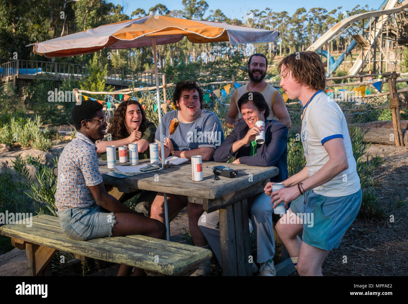 RELEASE DATE: June 1, 2018 TITLE: Action Point STUDIO: Paramount Pictures DIRECTOR: Tim Kirkby PLOT: A daredevil designs and operates his own theme park with his friends. STARRING: (L-R) Eric Manaka, Conner McVicker, Joshua Hoover, (back row) Chris Pontius, Johnny Knoxville, and Johnny Pemberton. (Credit Image: © Paramount Pictures/Entertainment Pictures) Stock Photo