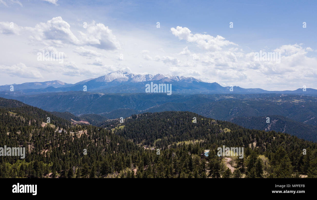 Aerial View of Pike's Peak Colorado Stock Photo