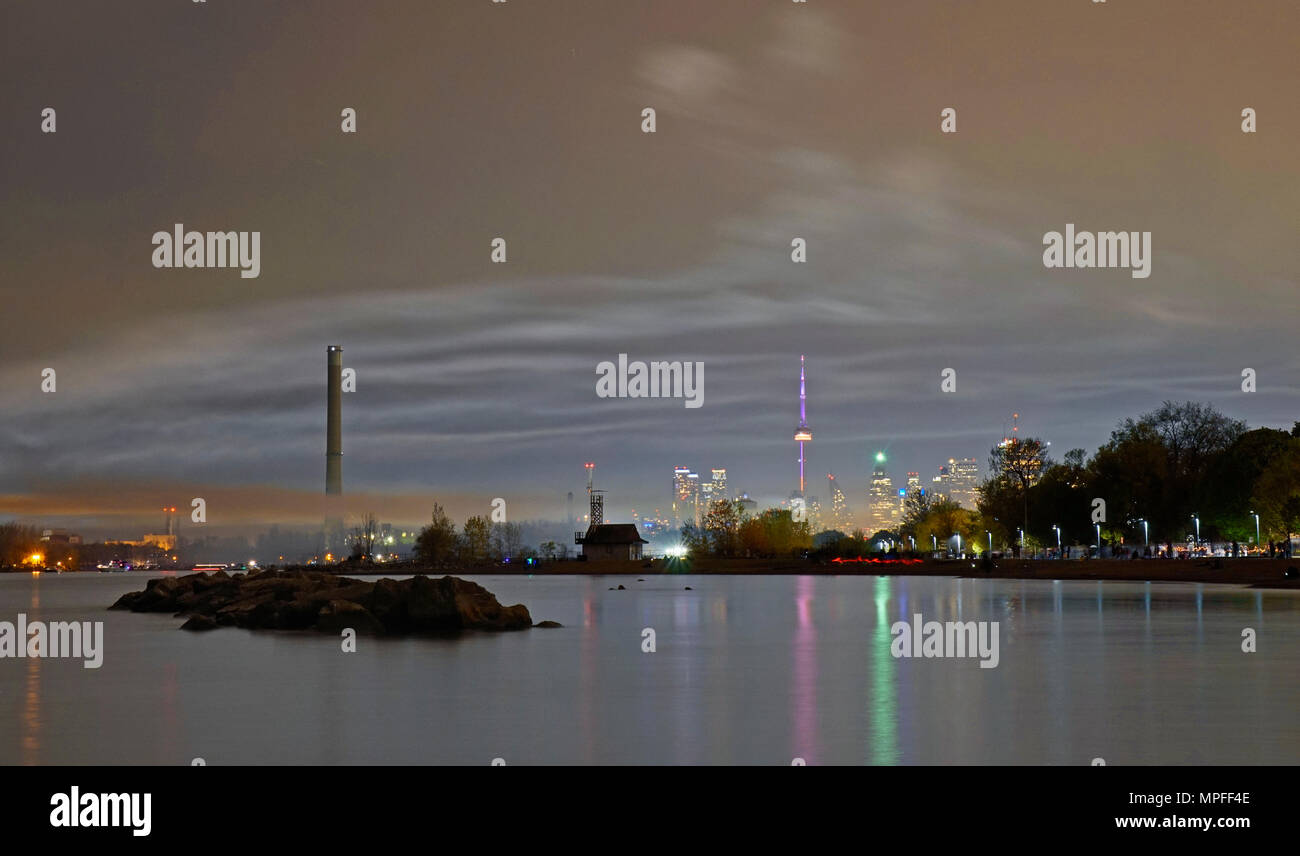 Toronto cityscape skyline view from the Beach area in summer eveniing Stock Photo