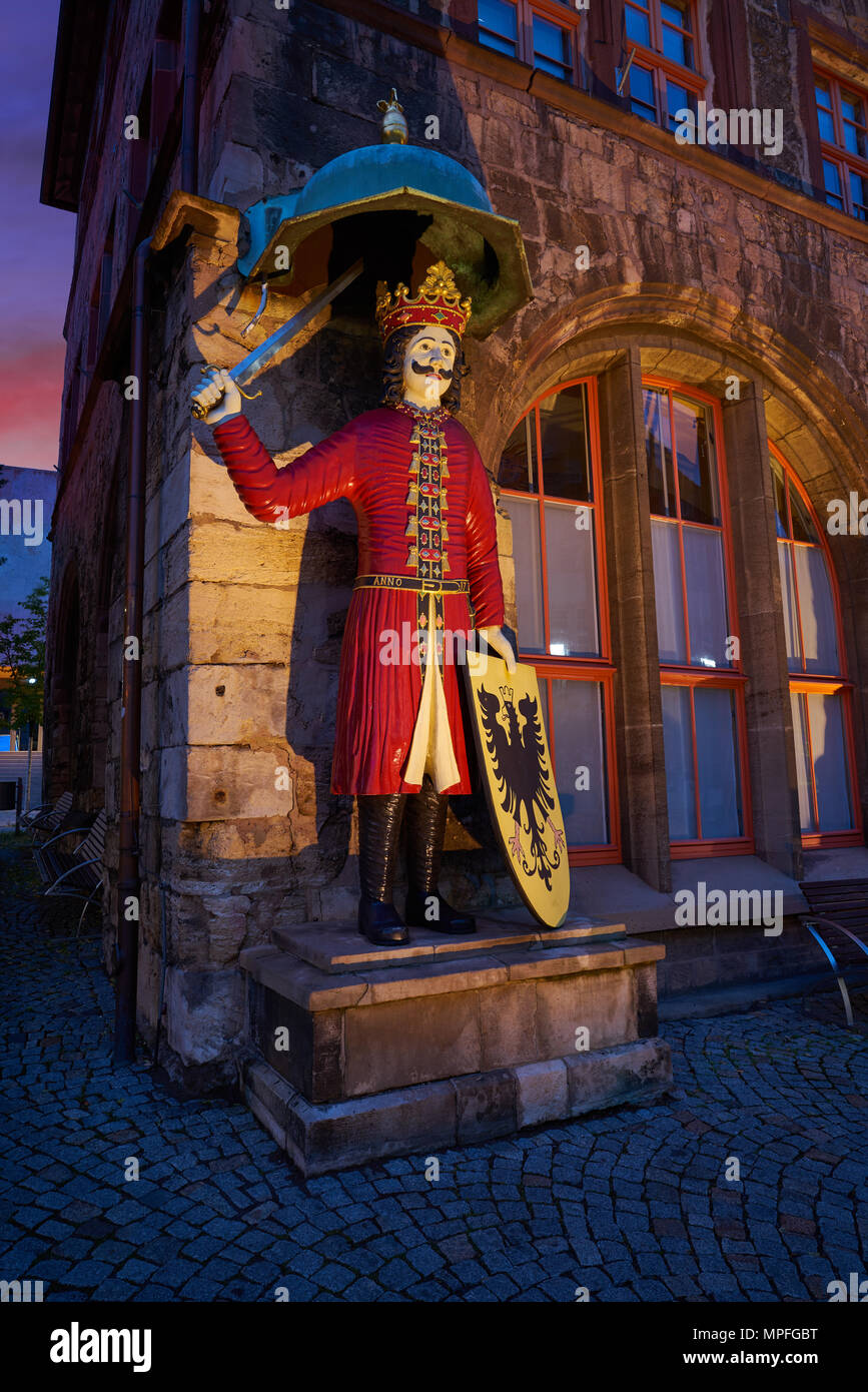 Roland figure at Stadt Nordhausen Rathaus in Thuringia Germany Stock Photo