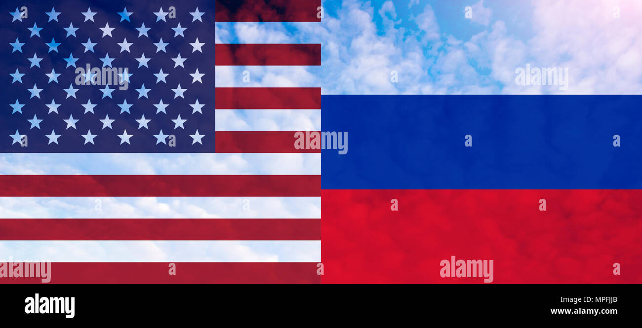 Combined Russian and American flag Stock Photo - Alamy