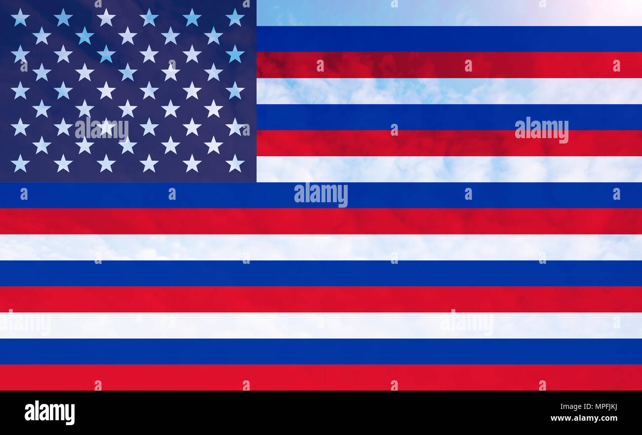 Combined in one picture Russian and American flag Stock Photo - Alamy