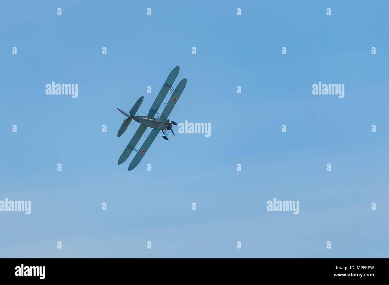 World War II fighter airplanes in flight Stock Photo