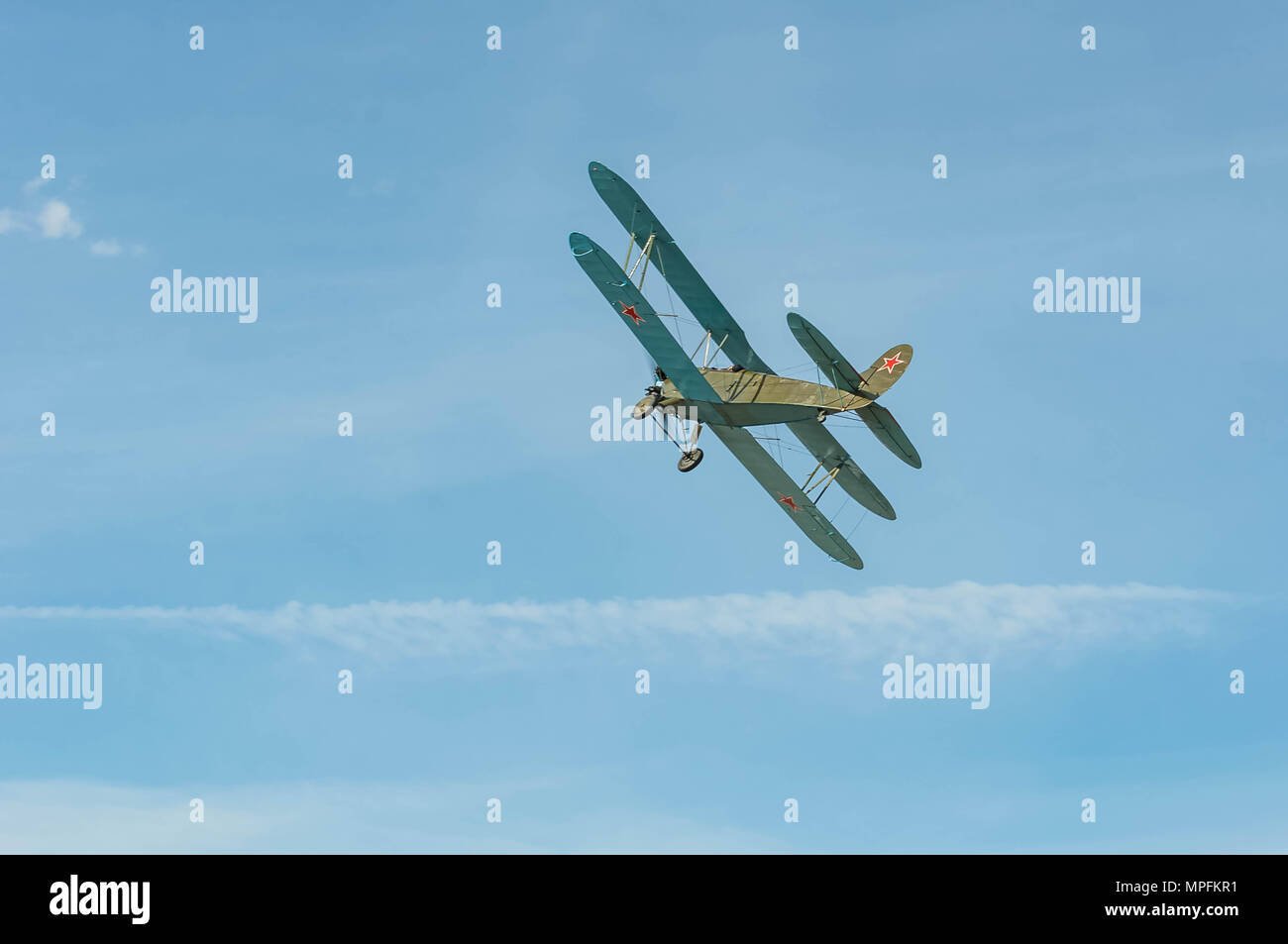 World War II fighter airplanes in flight U-2. Stock Photo